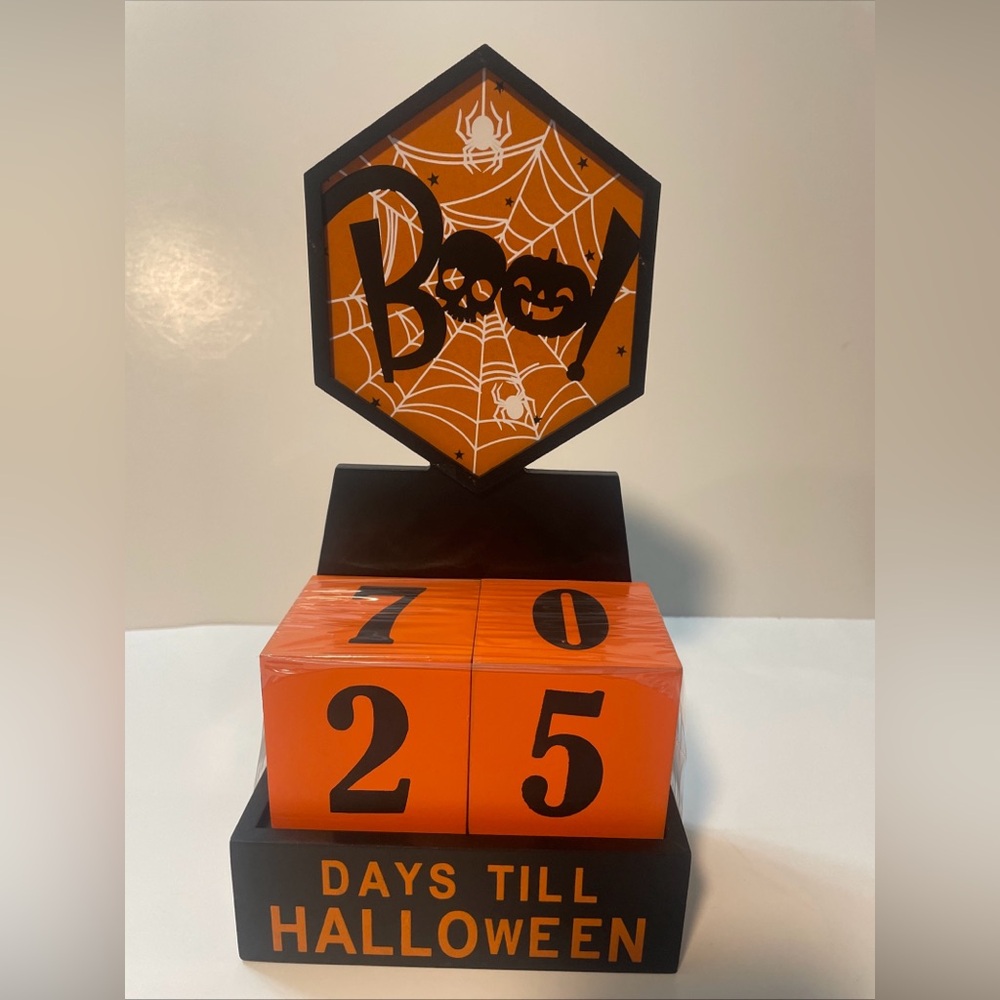 10” Halloween Wooden GHOST Countdown Calendar Blocks, "Boo"! New